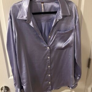 Shimmering Lavender Button-Up Blouse